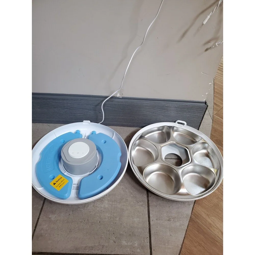 IPettie Donut Frost Cat Feeder With Ice Packs Wifi Stainless Steal 6 Meal Plate